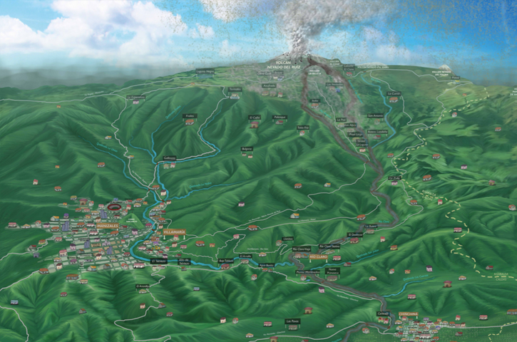 Mapa participativo frente al riesgo volcánico Manizales - Villamaría Chinchiná, Caldas